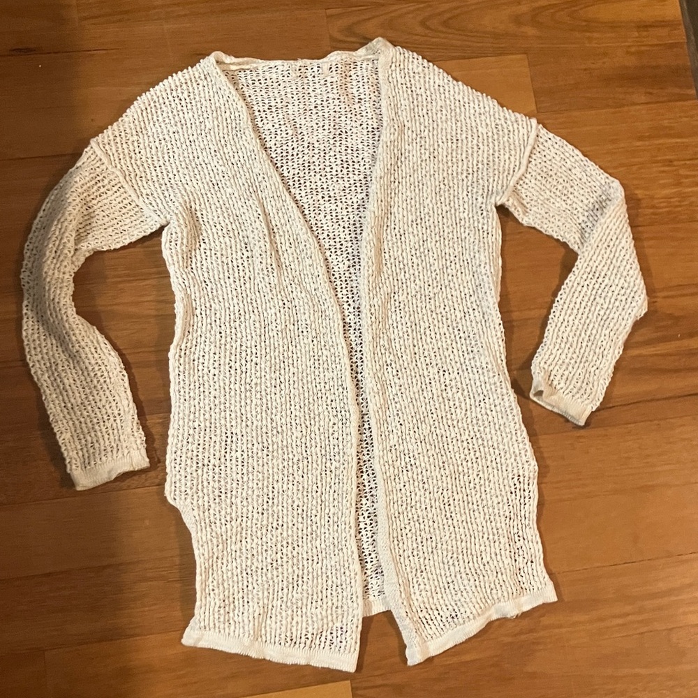 Free People Cozy Cream Open-Front loose knit cardigan Sweater